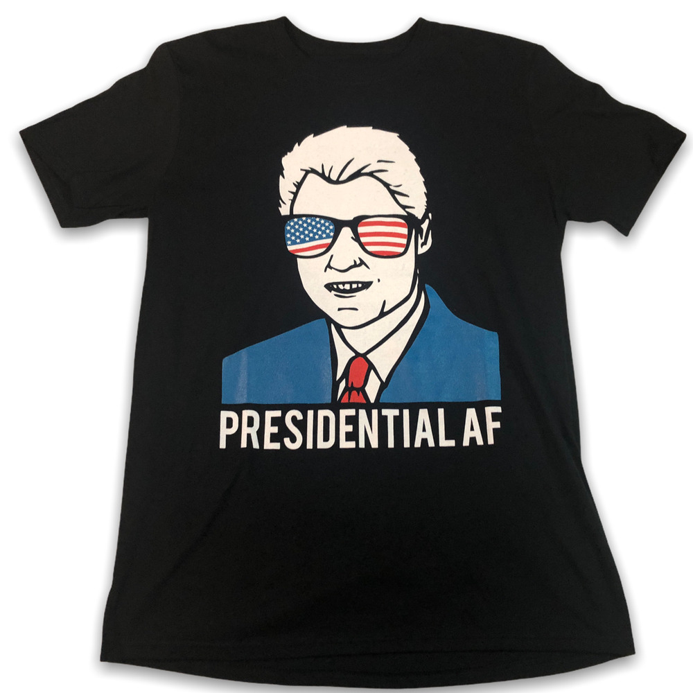 Presidential AF USA Bill Clinton Graphic Tee Shirt Spell Out 'merica Men's Large